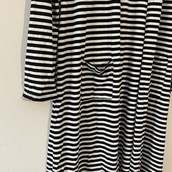 Agnes & Dora Black & Ivory Striped Duster S NWT | Longline Open Front Cardigan - Picture 5 of 7